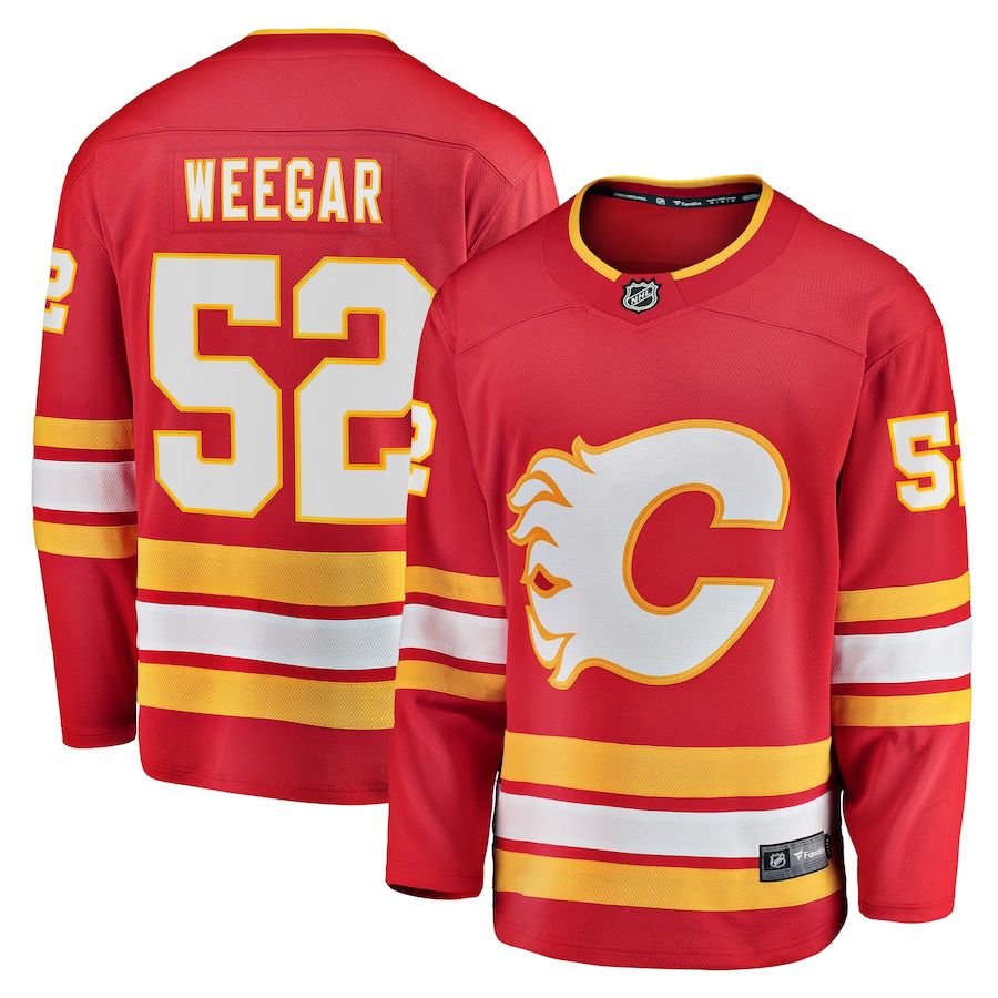 Men Calgary Flames #52 MacKenzie Weegar Fanatics Branded Red Home Breakaway Player NHL Jersey